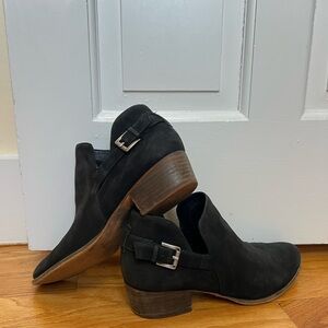 Caslon Black Ankle Suede Boots with Buckle Detail